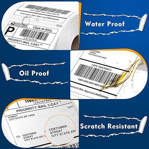 L LIKED 3300 PCS 4"x6" Direct Thermal Shipping Labels, Perforated White & - Image 6