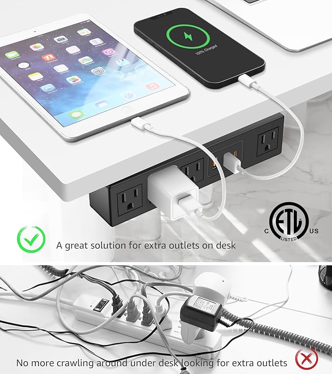 HHSOET Under Desk Power Strip - Image 4