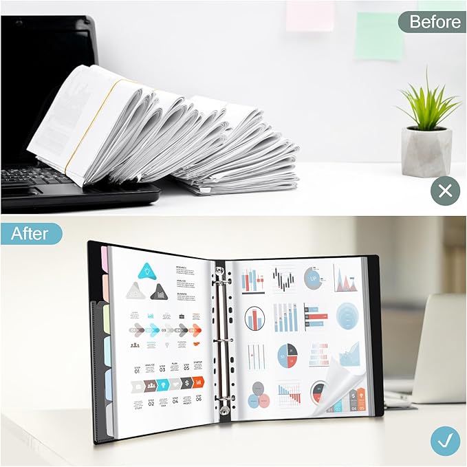 Uquelic 50-Pocket Binder with Plastic Sleeves - Image 5