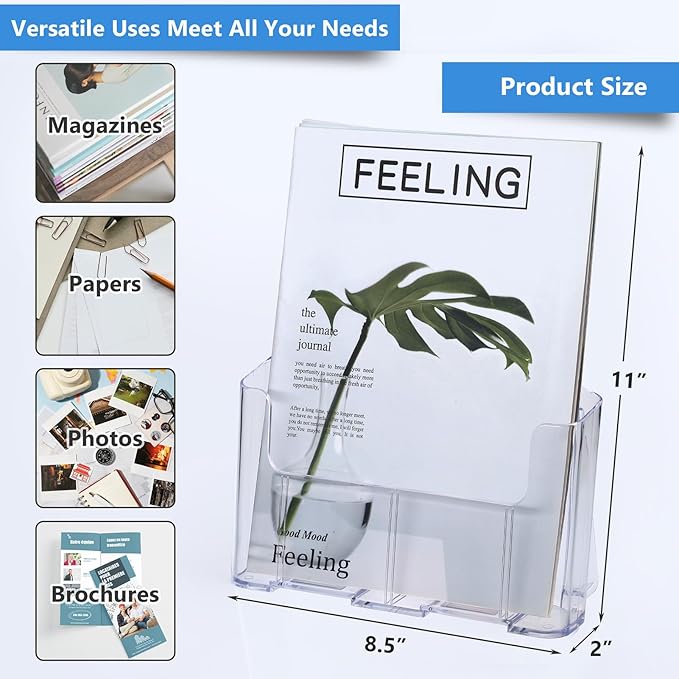 Argvey Acrylic Brochure Holder 8.5 x 11 inches, 4 Pack Clear Brochure Display - Image 5