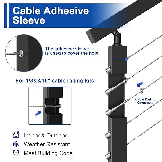 BLIKA 100Pack Cable Railing Adhesive Sleeves - Image 4