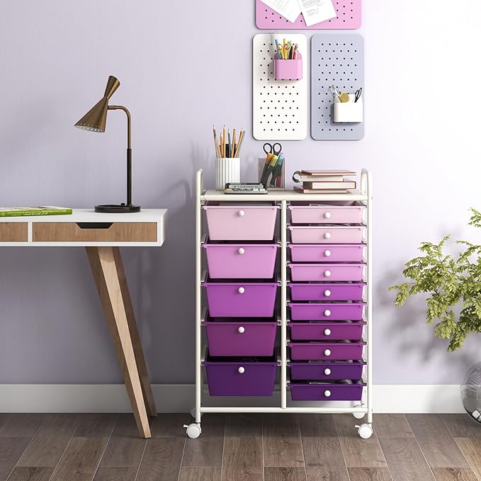 GOFLAME 15-Drawer Rolling Storage Cart, Craft Storage Cart - Image 8