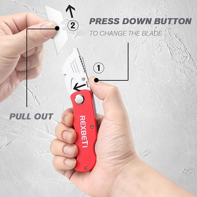 REXBETI 4-Pack Folding Pocket Utility Knife Quick-change SK5 Box Cutter - Image 4