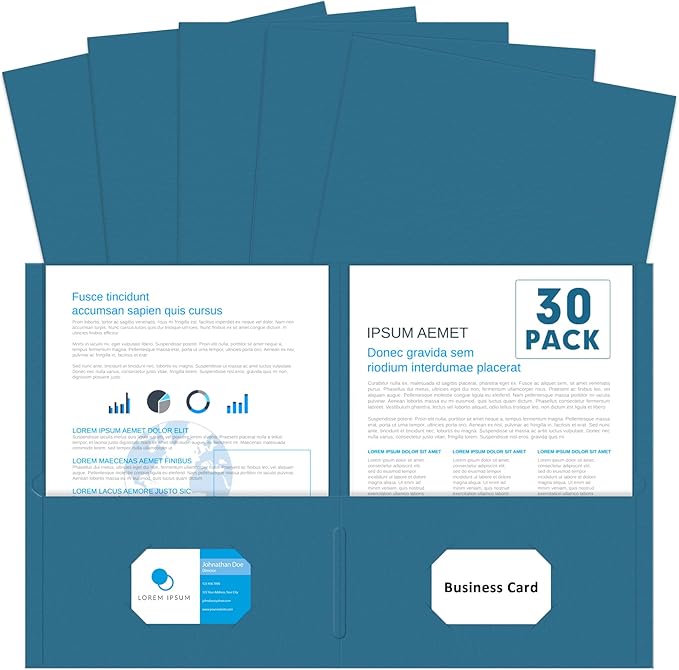 Two Pocket Folders, PANDRI 30 Pack 2 Pocket Folders, Letter Size Paper File by PANDRI