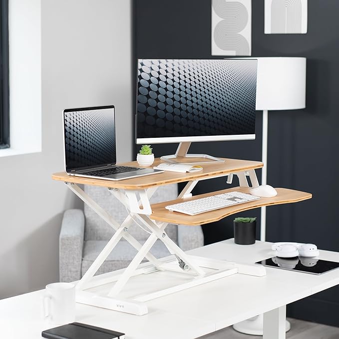 VIVO 32 inch Desk Converter, K Series, Height Adjustable Sit to Stand Riser - Image 2