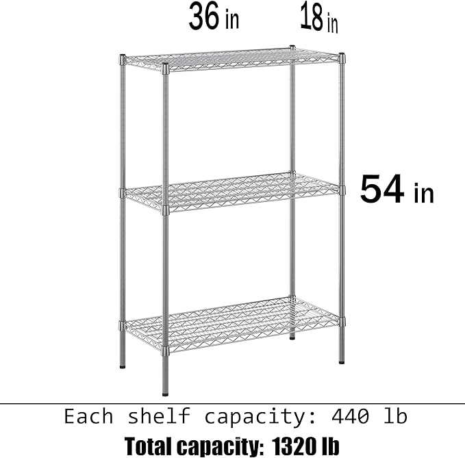 Regal Altair 18" Deep x 36" Wide x 54" Height Wire Shelving Kit | 3-Tier | NSF - Image 3