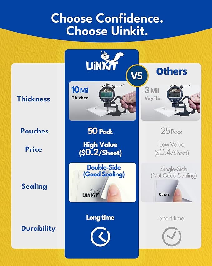 Uinkit 50-Pack Business Card Laminating Pouches, 10Mil Thick Double-Sided Seal - Image 4
