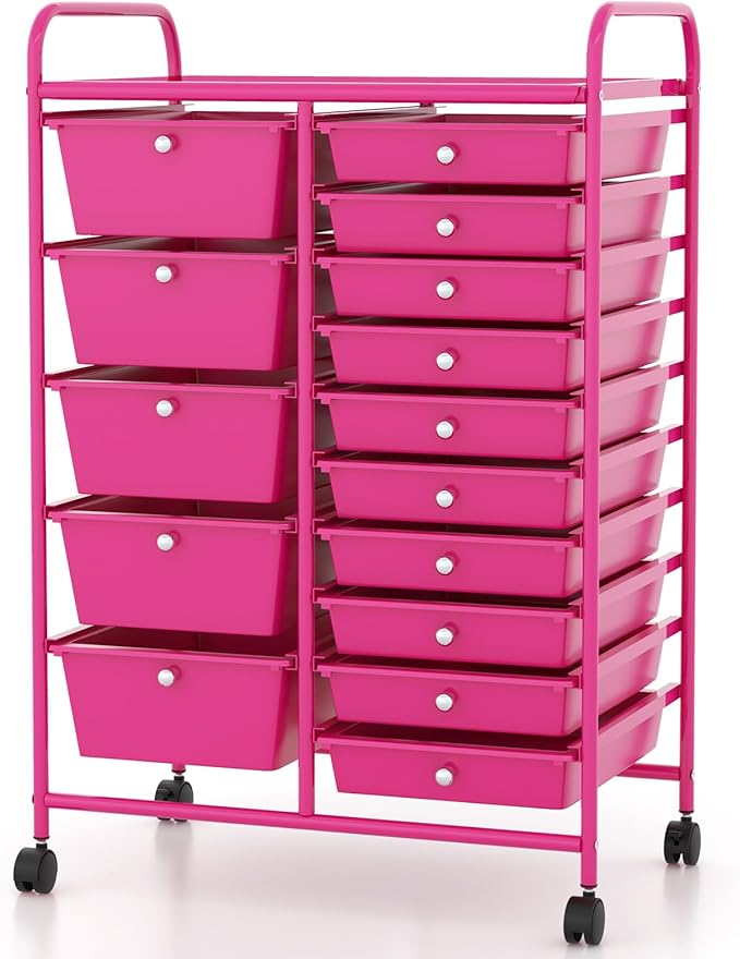 DORTALA 15-Drawer Rolling Storage Cart - Image 4