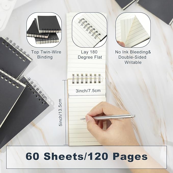 Tenceur 6 Pcs Pocket Notebook Bulk Small 3x5 Inch Spiral Notepads Mini Top - Image 2