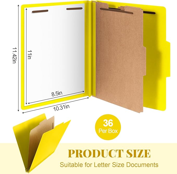 Skyygemm 36 Pcs Classification Folders Letter Size, 1 Divider Pressboard File - Image 2
