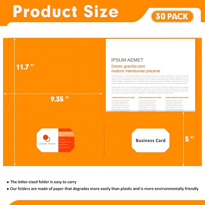 Two Pocket Folders, PANDRI 30 Pack 2 Pocket Folders, Letter Size Paper File - Image 2