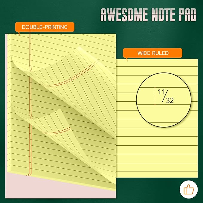 Legal Pads 8.5 x 14 Note Pads, 2 Pack Writing Pads Wide Ruled Notepads - Image 3