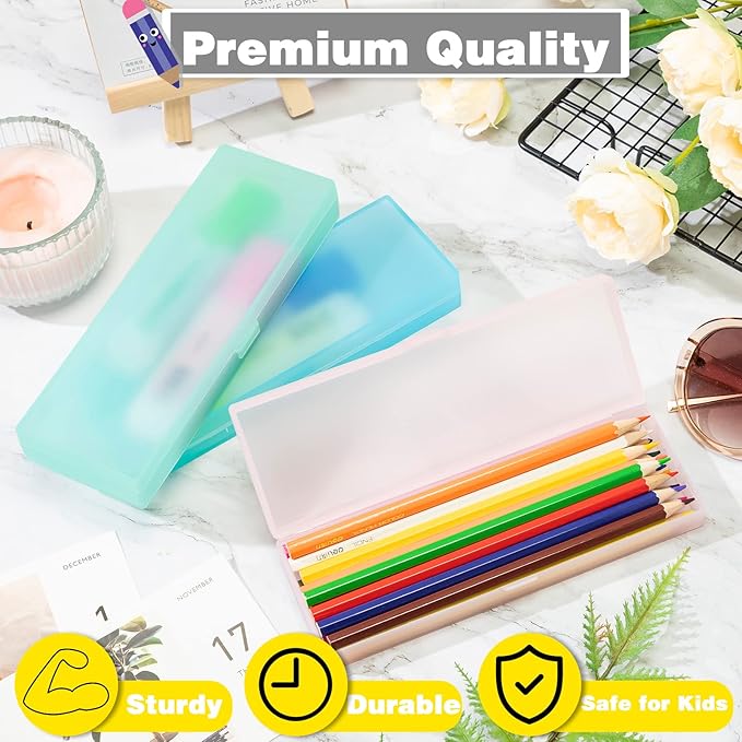 Fainne 24 Pcs Plastic Pencil Case Bulk Pencil Boxes Plastic Stationery Case - Image 3