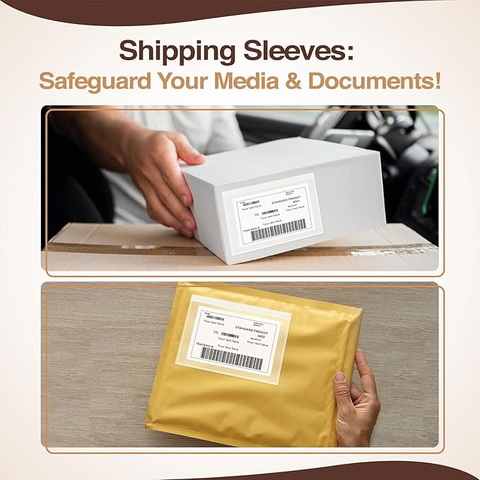 9.5x12 Shipping Label Sleeves 100 Pack Strong Adhesive Back - Image 7