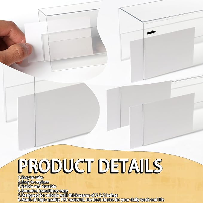 2X8 PET Cubicle Name Plate Holders Cubicle Name Plate Sign Holder Wide 2.2 in - Image 3