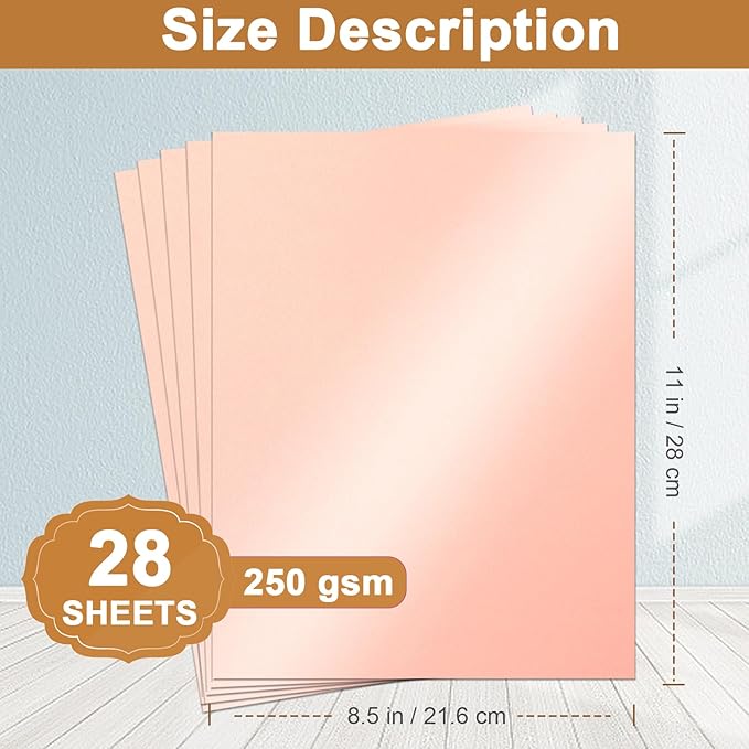 Silunkia 28 Sheets Pink Shimmer Cardstock 8.5 x 11 Craft Paper, 92lb Premium - Image 2