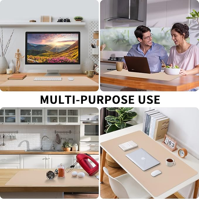 Leather Desk Pad, Mouse Pad, Non-Slip Desk Protector Mat, Leather Desk Blotter - Image 7