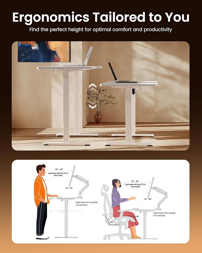 ErGear Electric Standing Desk, 44 x 24 Inches Height Adjustable Stand up Desk - Image 7