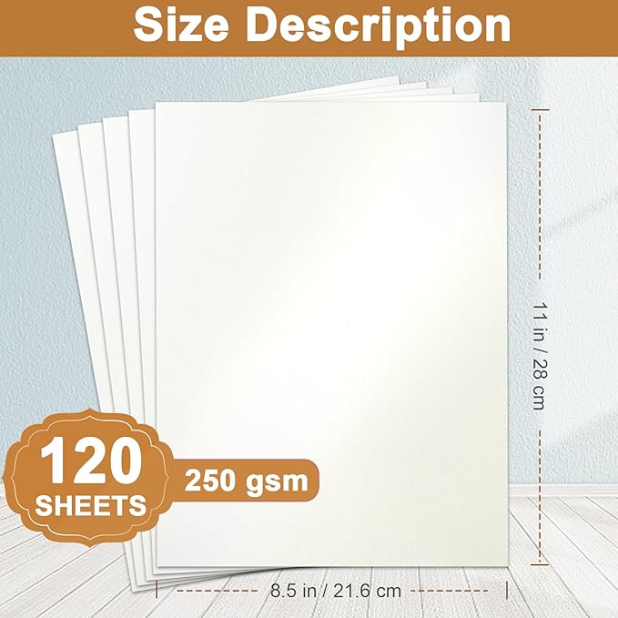 Silunkia 120 Sheets Cream Shimmer Cardstock 8.5 x 11 Off White Paper, - Image 2