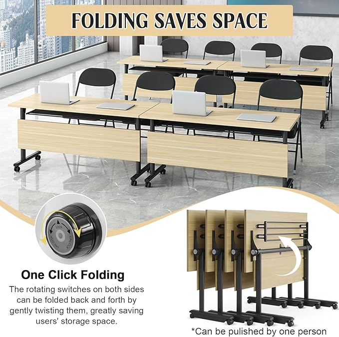 JEHUJD Conference Table, 55.1''Folding Conference Room Table - Image 3