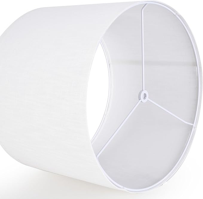 White Linen lampshades Large Drum Lamp Shade 16" Top x 16" Bottom x 12" High - Image 4