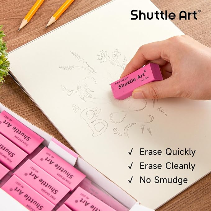 Pink Erasers, Shuttle Art 120 Pack Pink Erasers Bulk - Image 4