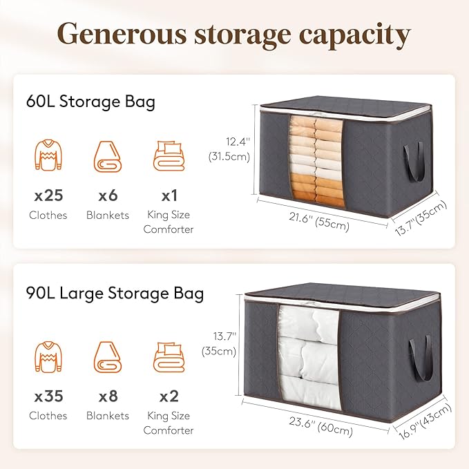 Lifewit Large Capacity Clothes Storage Bag Organizer - Image 2