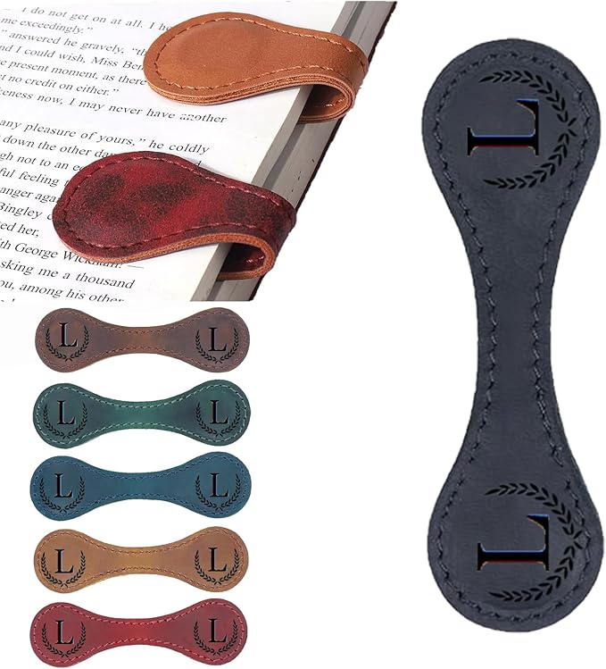 Artlaza Personalized Magnetic Leather Bookmark, 26 Letters Custom Leather by Artlaza