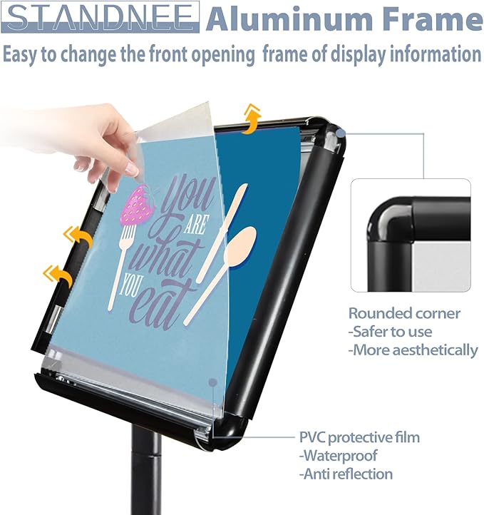 STANDNEE Heavy-Duty 8.5x11 in Floor Stand Holder, Poster Display - Image 4