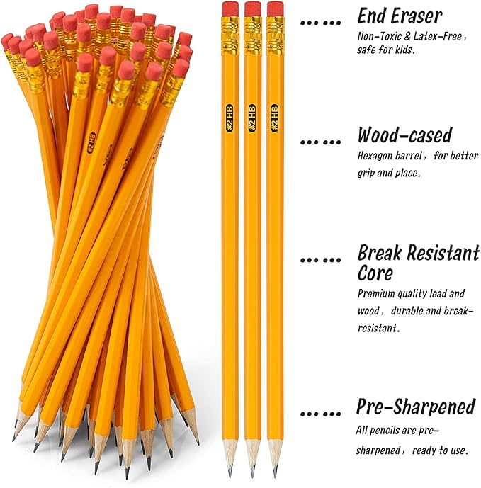 IKAYAS 800 Pack #2 HB Pencils Bulk Yellow Sharpened Pencils - Image 2