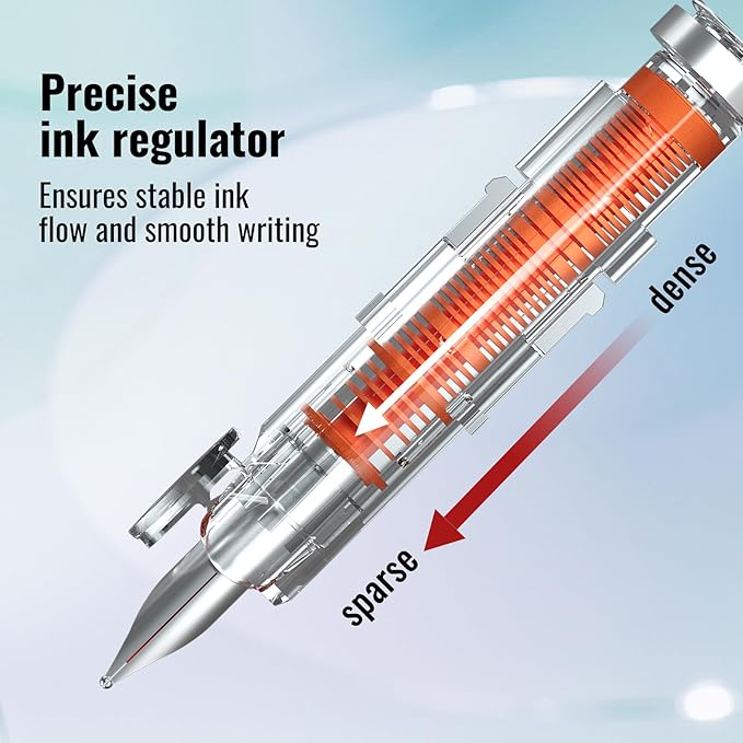 WRITECH Clictek Fountain Pen Retractable: Medium Nib Blue Ink Transparent - Image 5