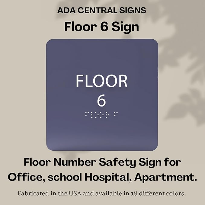 Khaki w/Black ADA Floor 6 Sign - Image 6