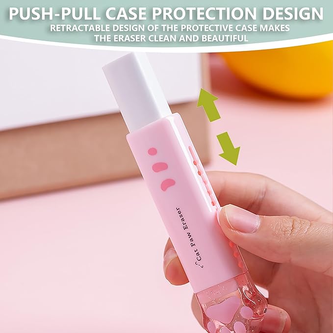 Daphilly Retractable Eraser for Pencils Cute Cat Erasers Pink Kawaii Erasers - Image 7