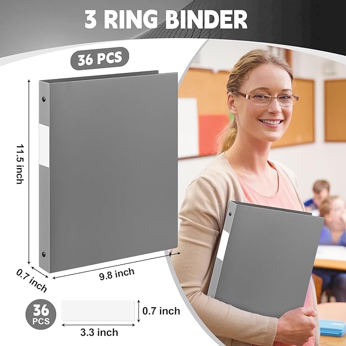 Henoyso 36 Pcs 3 Ring Binder 0.5 Inch Round Fits Letter Size 8.5'' x 11'' Paper - Image 3