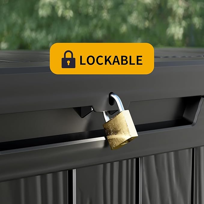 Decksplore 270 Gallon Outdoor Storage Box Waterproof Lockable Resin Deck Box - Image 4