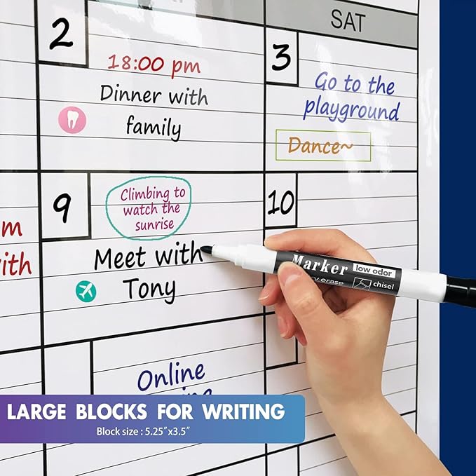 Magnetic-Receptive Dry Erase Two Month Laminated Jumbo Wall Calendar, Big - Image 4