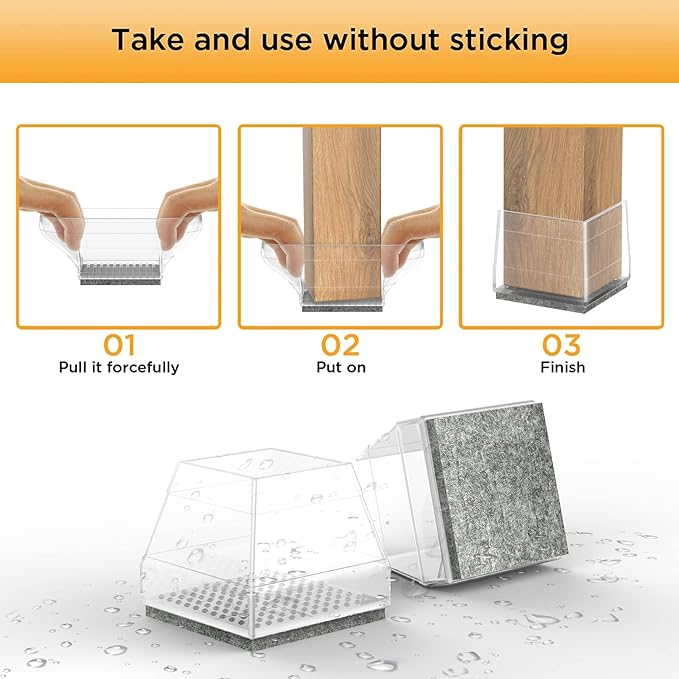Square Chair Leg Protectors for Hardwood Floors - Image 3