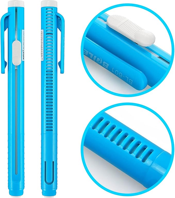 Retractable Mechanical Eraser Pen, Pen-Style Erasers Assorted Color, 4 Pack - Image 3