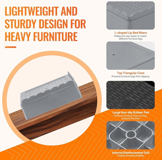 Furniture Risers, 4 Pack Bed Risers - Image 5