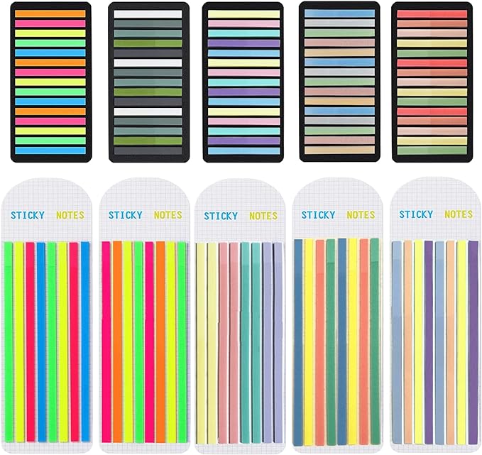 Potanro Sticky Tabs 2300 Pcs Translucent 10 Sheets Highlighter Book Tape Long by Potanro