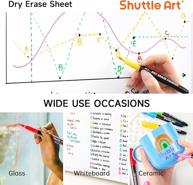 Shuttle Art Dry Erase Markers, 32 Pack 16 Colors Whiteboard Markers, Fine Tip - Image 5