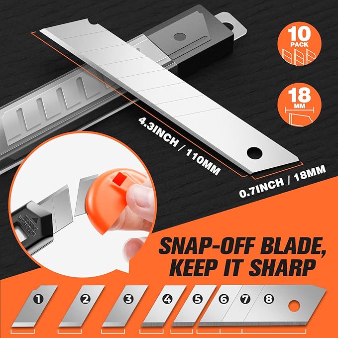 JOYUMY 3 Pack Utility Knife Box Cutter Retractable, Compact Box Knife - Image 3