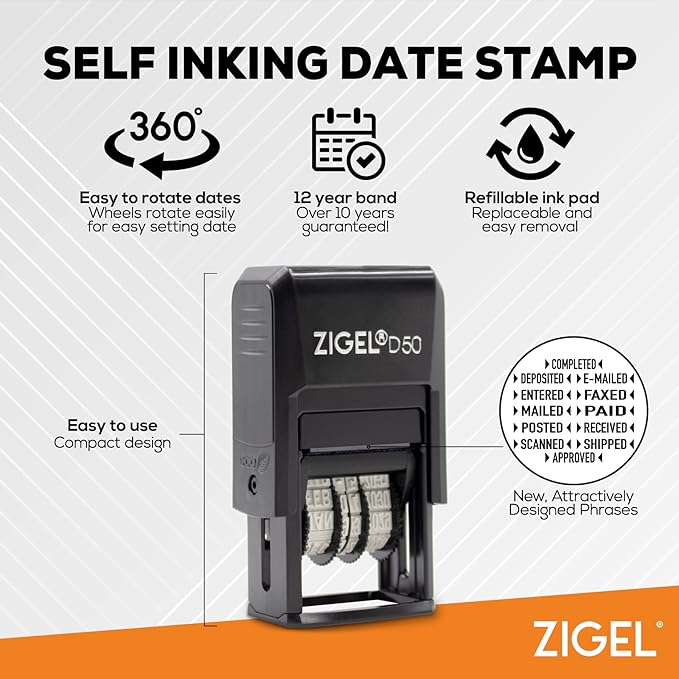 ZIGEL D50 Date Stamp with DEPOSITED - Image 2