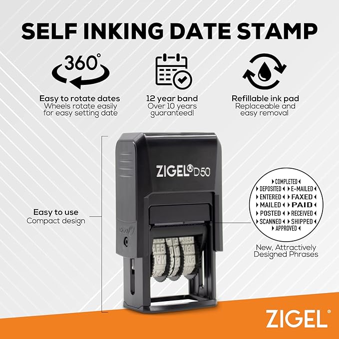 ZIGEL D50 Date Stamp with MAILED - Image 2