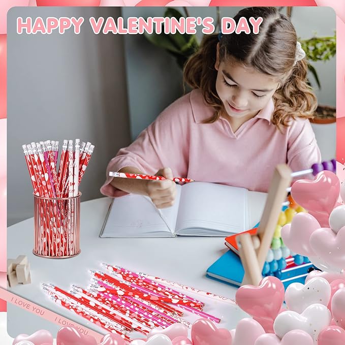 emzrivo 120 PCS Valentines Pencils Bulk Valentines Wood Pencils - Image 4