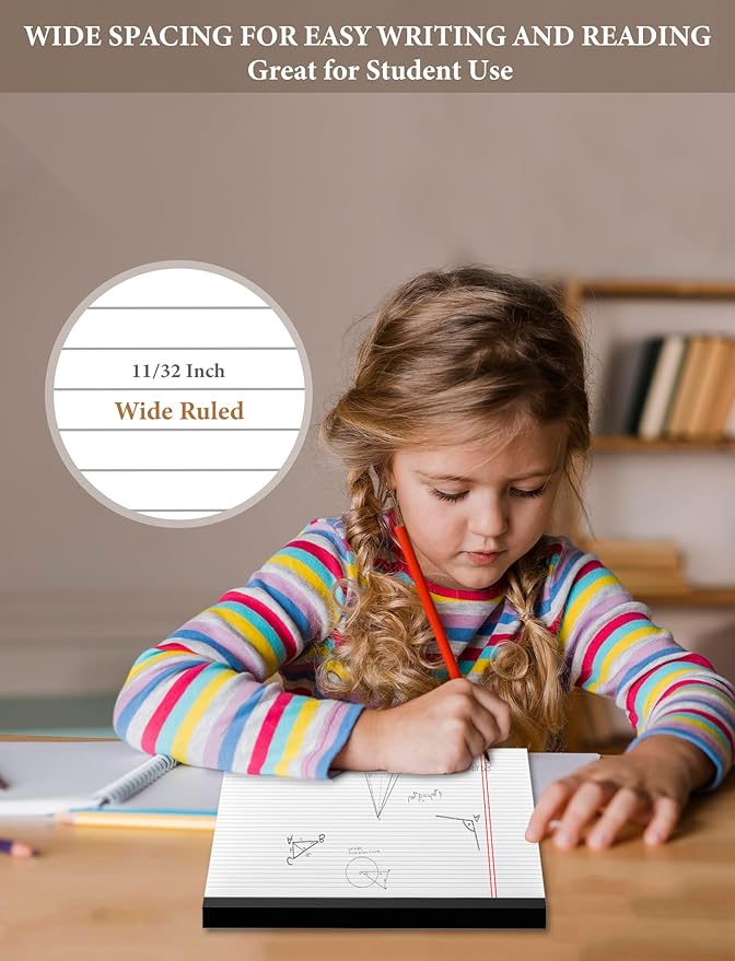 Note Pads 8.5 x 14 Wide Ruled, 4 Pack Legal Pads 8.5 x 14 White Paper Pads - Image 5