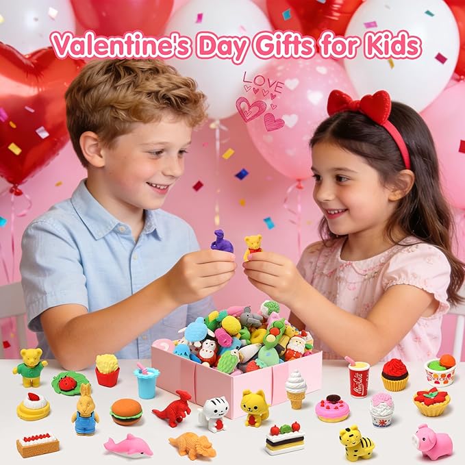 Animal Erasers for Kids 50 Pack Kid's Eraser Bulk Pull Apart Erasers 3D Puzzle - Image 2