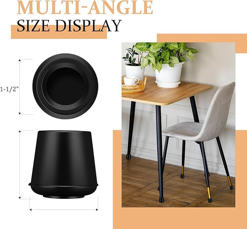 1-1/2” Round Rubber Chair Leg Tips Caps, Chair Leg Floor Protectors, Non-Slip - Image 2
