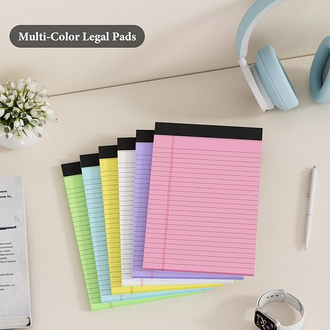 12 Pack Colored Note Pads 5" x 8" Legal Pads College Ruled Lined Paper - Image 6