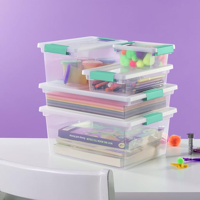 Sterilite 8-Pack Clip Box, Stackable Clear Plastic Bins - Image 4